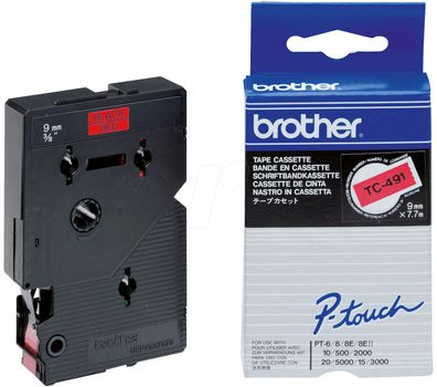 Schriftband TC-491 (lam.) Schwarz auf Rot 9mm x 7,7m