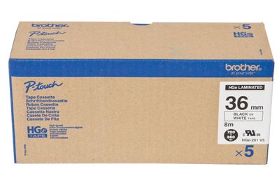 Schriftband HGe-261V5 (5 Stk) Schwarz auf Weiß 36mm x 8m