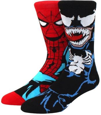 Venom VS Spider-Man Cartoon Socken - Marvel Socken in 3/4-Länge, 360° Rundum-Motiv