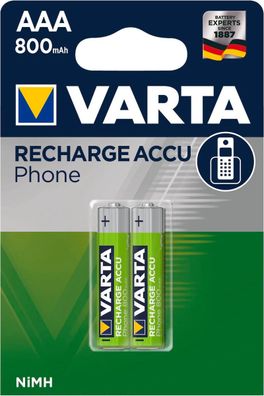 VARTA Recharge ACCU Phone AAA 800mAh Blister 2