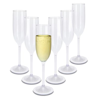 Mehrweg Kunststoff Sekt Glas 165 ml - 6er Set - Camping Picknick Campagner Flöte