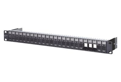 Modul 19 Zoll Modulträger Keystone 1HE 24 Port schwarz leer