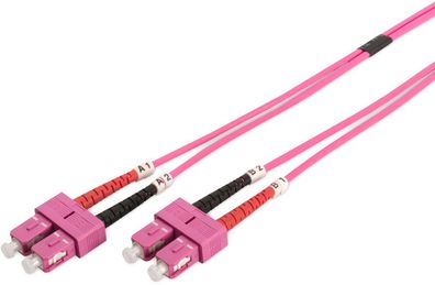 LWL Patchk., SC/SC MM OM4 - 50/125 µ, Duplex, RAL4003, 1m