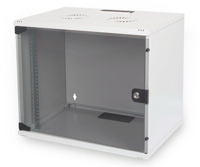 Digitus Flat-Pack 7HE Wandgehäuse, 370x540x400, Glastür, Grau