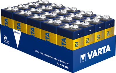 VARTA Longlife Batterie E-Block (9V-Block) 20er