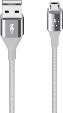 Belkin DuraTek Micro-USB/ USB Kabel mit Kevlar, 1,2m Silber