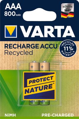VARTA Recharge Akku Recycled AAA Micro 2er 800mAh