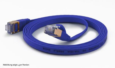 wantecWire Patchkabel CAT6A extraflach FTP blau 1,0m