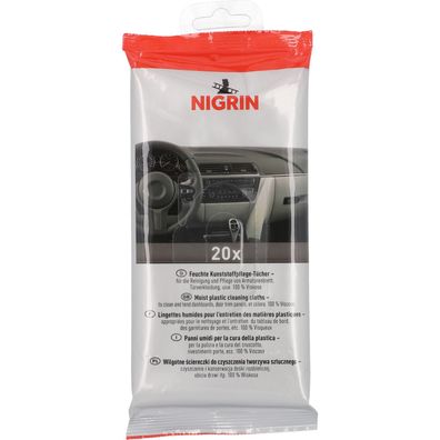 Nigrin 20x Kunststoff-Pflege-Tücher Kunststoff-Reiniger Reinigungs-Tücher Innen