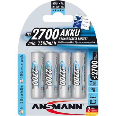 Ansmann 5030842 NiMH-Akku Mignon AA, 2700mAh, 4er-Pack