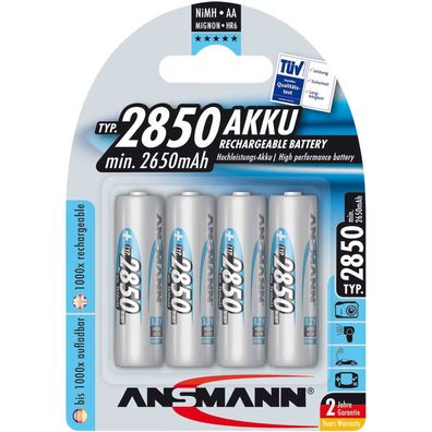 Ansmann 5035212 NiMH-Akku Mignon AA, 2850mAh, 4er-Pack