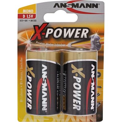 Ansmann 5015633 Alkaline Batterie Mono D, X-Power, 2er-Pack