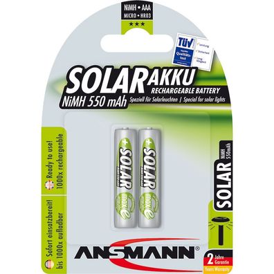 Ansmann 1311-0001 NiMH-Akku Micro AAA, SOLAR, 550mAh, 2er-Pack