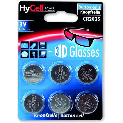 Ansmann 1516-0027 Knopfzelle CR2025 HyCell 3V Lithium, 6er-Pack