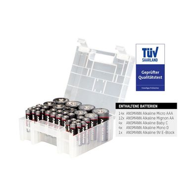 Ansmann 1520-0004 35er-Vorrats-Batteriebox, 14xAAA, 12xAA, 4xC, 4xD, 1x9V-Block