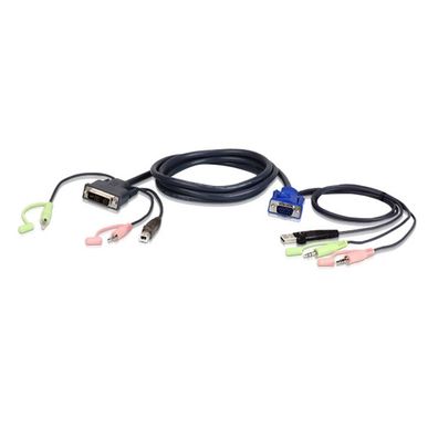 ATEN 2L-7DX3U KVM Kabelsatz, VGA auf DVI-A, USB, Audio, Länge 3m