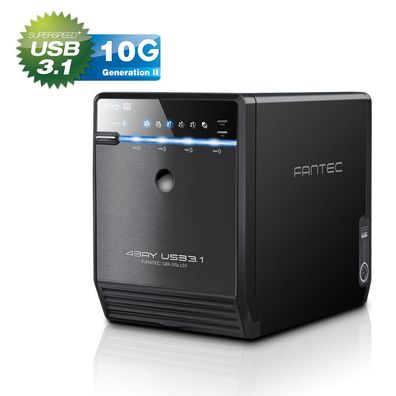 FANTEC QB-35U31 Storagegehäuse 4x3,5Zoll SATA HDD/SSD, USB3.1, Typ-C, 10G, schwa