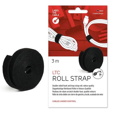 Label-The-Cable LTC Roll Strap, Klettbandrolle, 3m, schwarz