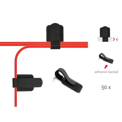 Label-The-Cable Wall, LTC PRO 3110, Klett-Kabelhalter, 50er-Pack, schwarz, schwa