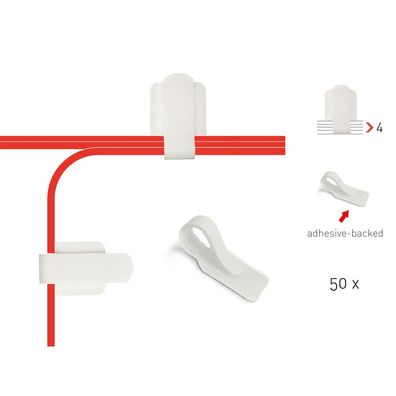 Label-The-Cable Wall, LTC PRO 3120, Klett-Kabelhalter, 50er-Pack, weiß, weiß