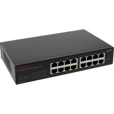 Longshine LCS-GS8416 16-Port Gigabit-Switch, Rackmontage, SNMP, lüfterlos