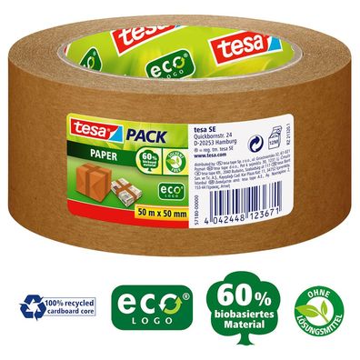 tesa pack paper ecoLogo, 50m x 50mm, braun