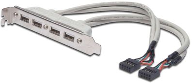 Digitus USB Slotblechkabel, 4x Typ A-2x10pin IDC Bu/ Bu 0.25m