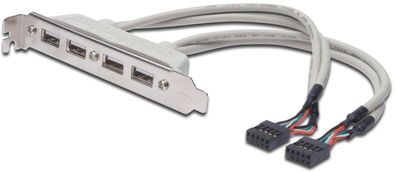 Digitus USB Slotblechkabel, 4x Typ A-2x10pin IDC Bu/Bu 0.25m