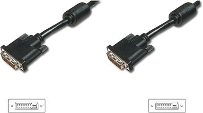 Assmann DVI Kabel DVI(24 + 1)2x Ferrit 5.0m DVI-D Dual Link sw