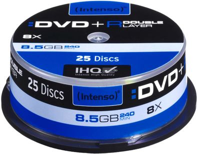Intenso DVD + R 8,5GB 08x Speed Double Layer Cake Box 25