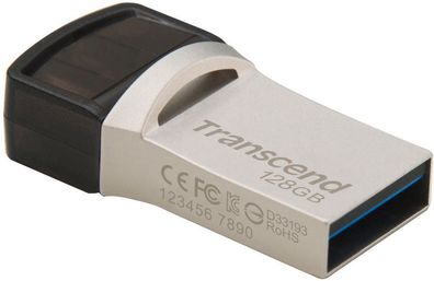 Transcend 128GB JetFlash 890 USB 3.1 Pen Drive, Silber