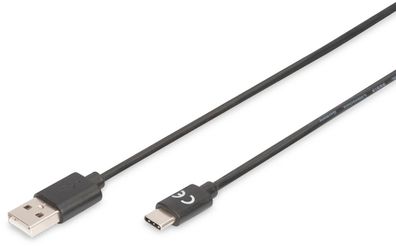 Digitus USB Type-C auf A 2.0 Anschlusskabel St/St 1.0m schwarz