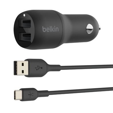 Belkin Dual USB-A Kfz-Ladegerät incl. USB-C Kabel 1m 24W black