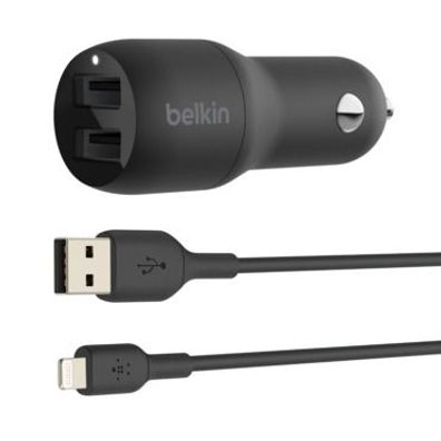 Belkin Dual USB-A Kfz-Ladegerät, 24W, schwarz