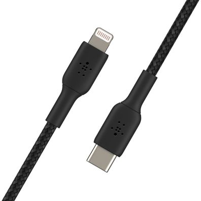 Belkin Lightning/ USB-C Kabel ummantelt mfi 2m schwarz