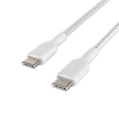 Belkin USB-C/USB-C Kabel ummantelt, 1m, weiß