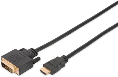 Digitus HDMI Adapterkabel Typ A-DVI/18 + 1 St/St 2.0m Full HD sw