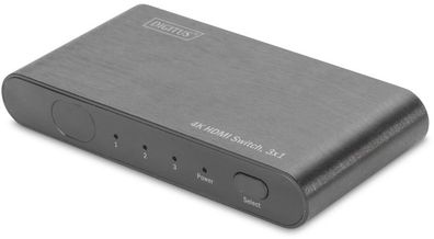 Digitus 4K HDMI 2.0 Switch 3x1 UHD/60Hz Alu-Gehäuse schwarz