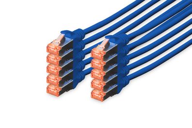 Digitus 10er CAT 6 S/FTP Patchkabel, 0,5m, blau