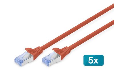 Digitus 5er CAT 5e SF/UTP Patchkabel, 10m, rot