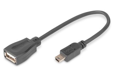 Digitus USB 2.0 Adapterkabel, OTG, Typ mini B - A St/Bu, 0,2m