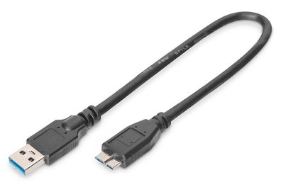 Digitus USB 3.0 Anschlusskabel, USB A - Micro USB BSt/St,0.25m