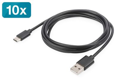 Digitus USB Type-C Anschlusskabelkabel, Type-C - A St/St, 1.8m