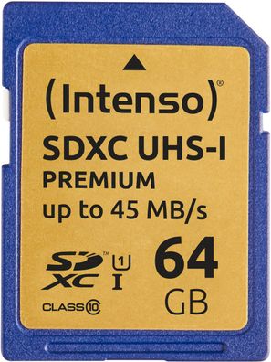 Intenso 64GB SDXC UHS-I Premium Secure Digital Card