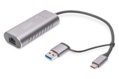 Digitus USB-C™ Gigabit Ethernet Adapter 2.5G, USB-C™ + USB A