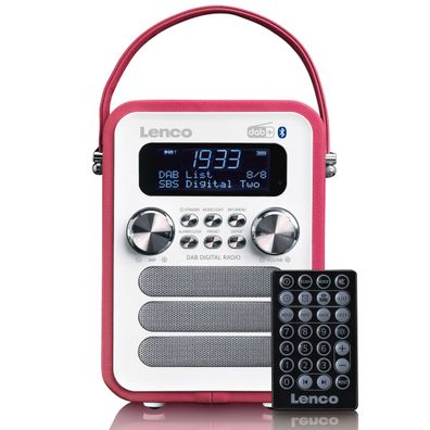 Lenco PDR-051PKWH Tragbares DAB+ FM-Radio mit BT, AUX (Pink)