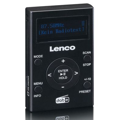 Lenco PDR-011BK DAB+/FM-Taschenradio mit MP3-Player