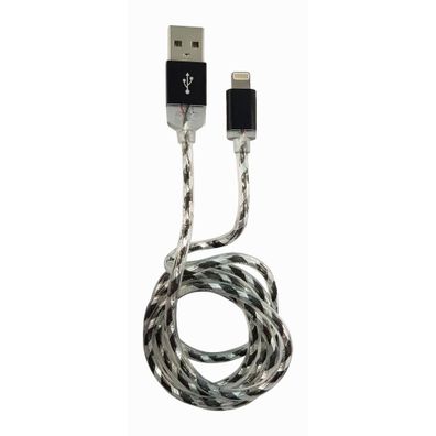 LC-Power LC-C-USB-Lightning-1M-8 (MFI) USB A zu Lightning Kabel, schwarz/ silber,