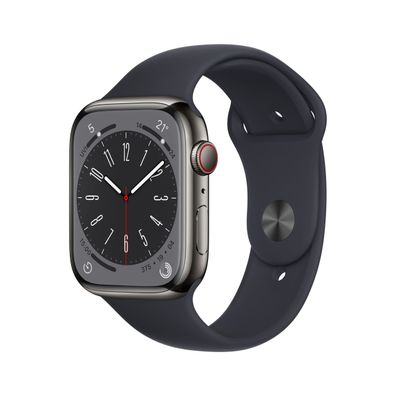 Apple Watch 8 Cell 45mm Graphite Steel Sport Band Midnight