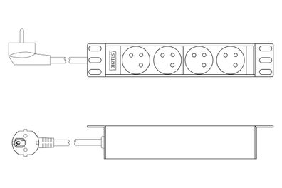 Digitus 10Zoll Steckdosenleiste mit Aluminiumprofil,4-fach CEE7/5